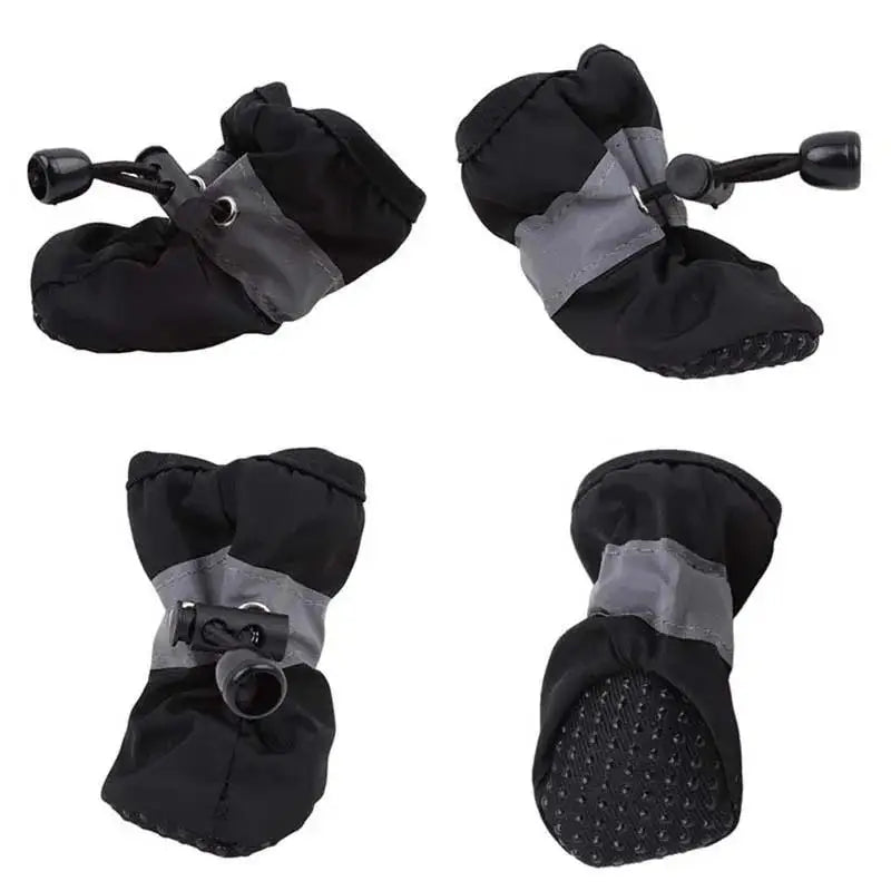 black Color Waterproof Dog Boots Anti-Slip Warm Paw Protectors