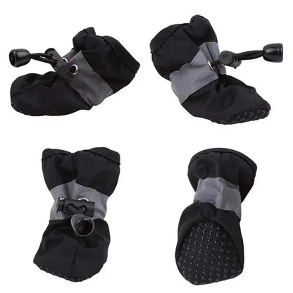 black Color Waterproof Dog Boots Anti-Slip Warm Paw Protectors