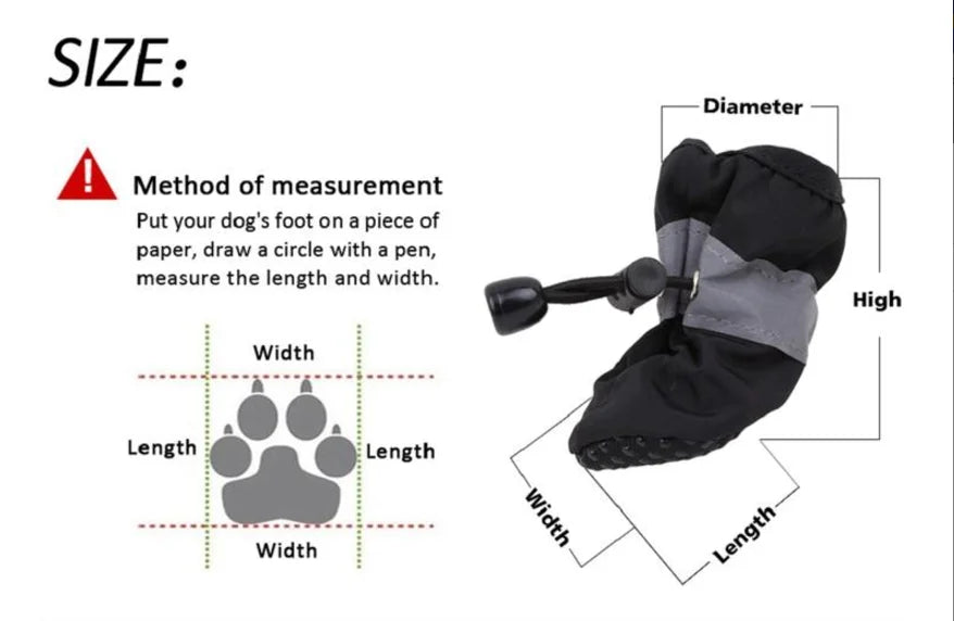 Waterproof Dog Boots Anti-Slip Warm Paw Protectors
